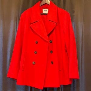 Red pea coat